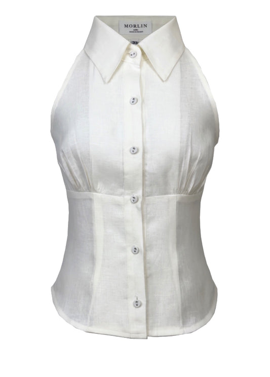 Simplicity Natural flow in linen – generous collar.