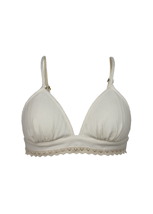 Sunwoven Bra – White Cream & Brown Cotton